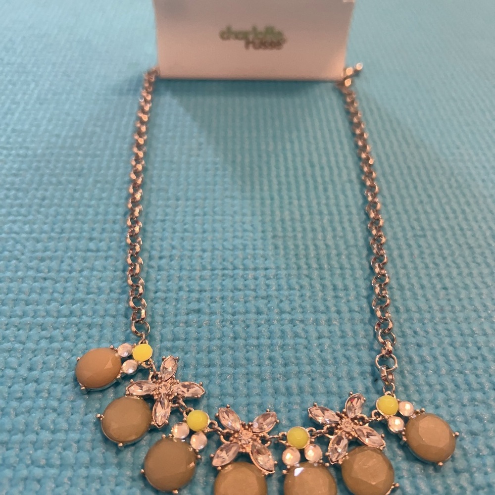Charlotte Russe Gold and Yellow Necklace with Statement Design